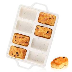 Moule à pâtisserie rectangulaire 8 cavités MUYULINS Factory, qualité platine LFGB, antiadhésif, sans BPA, en silicone, pour gâteaux et muffins. - Product Image 1