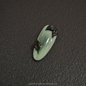 Faux ongles à pression <span class=keywords><strong>vert</strong></span> dégradé avec motif floral 3D, forme amande, pour usage quotidien et <span class=keywords><strong>manucure</strong></span> de fête - Product Image 5