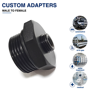 Adaptateur de raccordement hexagonal en aluminium anodisé noir, filetage progressif mâle-femelle NPT BSP, pour applications automobiles, pétrole, gaz, eau, et médicales - Product Image 1