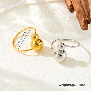 Minimalist Ball Shape Adjustable Ring Gold Silver Plated Stainless Steel Women's Jewelry Gift - Product Image 4