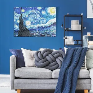 Famous Blue Oil Paintings Abstract Art Starry Night Scenery Print 1000 Pieces Paper Jigsaw Puzzles Brain Toy For Adult Children