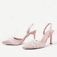 Chaussures de Mariée Élégantes Blanches à Perles pour la Mariée, Escarpins à Talons Hauts à Bout Pointu avec Bride Cheville pour Soirée et Cérémonie