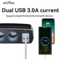 Chargeur USB double, adaptateur 12 volts, chargeur USB pour voiture, triple prise, prise d'alimentation électronique, prise allume-cigare pour voiture 12-24v