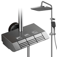 Mitigeur de douche apparent à poignée unique, commande numérique à 3 boutons type clavier de piano, robinets à débit contrôlé, jet doux, pluie, barre coulissante, finition polie