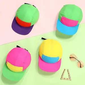 5面板霓虹灯帽散装复古80年代90年代帽尼龙棒球可调帽女男青少年80年代90年代