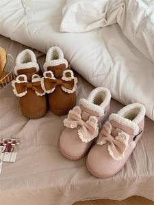 XIXITIAO barato tendencia damas gamuza esponjosa felpa peluda invierno rosa marrón botines con bowsts <span class=keywords><strong>botas</strong></span> para niñas - Product Image 2