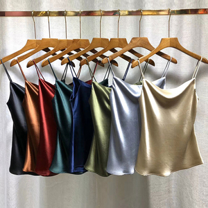 Sexy Strap <strong>Top</strong> Women Satin <strong>Silk</strong> Tank <strong>Tops</strong> V Neck Women Summer Sleeveless <strong>Red</strong> Mulberry <strong>Silk</strong> Camisole - Product Image 4