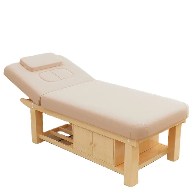 Meja pijat tempat tidur perawatan kecantikan wajah krim kualitas tinggi desain baru dengan bingkai kayu untuk peralatan salon SPA Kecantikan
