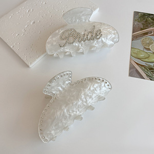 Coreano marmo acetato bianco <span class=keywords><strong>sposa</strong></span> <span class=keywords><strong>capelli</strong></span> artiglio matrimonio strass morsetto <span class=keywords><strong>accessori</strong></span> per <span class=keywords><strong>capelli</strong></span> da <span class=keywords><strong>sposa</strong></span> - Product Image 4