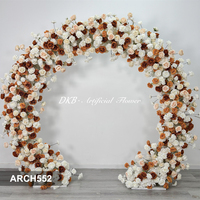 Arche de fleurs artificielles en soie rose champagne blanc personnalisée DKB pour mariage, décoration haut de gamme pour événements, arche ronde de 8*9 pieds