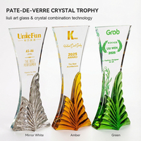 Trophée personnalisé en cristal Liuli, forme de sommet de montagne bleue, plusieurs styles, pour reconnaissance des équipes et des employés