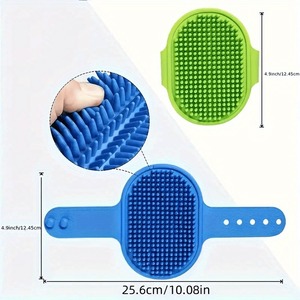 แปรงอาบน้ำสัตว์เลี้ยงแบบมีด้ามจับ ถุงมือ TPR นวดและขจัดขนสุนัข - Product Image 3