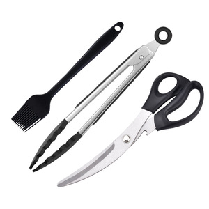 Barbecue Tool Set With Scissors Tongs And Silicone Brush For Outdoor Grilling Multifunctional BBQ Accessories - Product Image 1