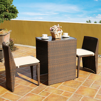 Chaise de jardin en rotin plastique moderne avec table en verre, ensemble de meubles de balcon extérieur pour la salle à manger et les hôtels