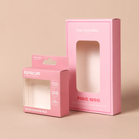 Boîtes en papier cosmétique roses personnalisées de haute qualité avec fenêtre en PET, emballage en papier pour cosmétiques