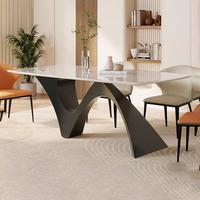 <strong>Best</strong>-<strong>Selling</strong> Modern Cream Rocking Plate Top Dining Table Minimalist Home Use Light Luxury Stainless Steel Base Dining Table