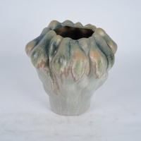 Vase en céramique organique Lian Da Wabi Sabi, effet froissé, dégradé, émail moucheté, sculpture florale pour la décoration de la maison et des hôtels