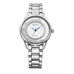 美丽玫瑰金不锈钢石英女手表热卖重生068品牌女手表配钻石