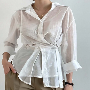 <span class=keywords><strong>Chemise</strong></span> pour <span class=keywords><strong>femme</strong></span> à manches longues et irrégulière, ample, décontractée, protection solaire, élégante, <span class=keywords><strong>chemise</strong></span> <span class=keywords><strong>de</strong></span> bureau pour <span class=keywords><strong>femme</strong></span>, boutons, chemises pour femmes - Product Image 3