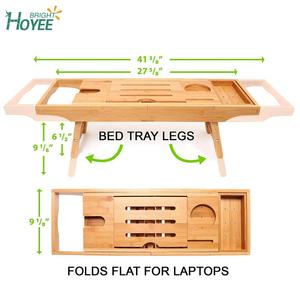 Chân gấp/Hoàn Toàn Có Thể Điều Chỉnh Bồn Tắm <span class=keywords><strong>Caddy</strong></span> và Giường Khay Combo-Cao Cấp Tre Gỗ, điện thoại Máy Tính Bảng và Rượu Vang Chủ Sở Hữu - Product Image 2