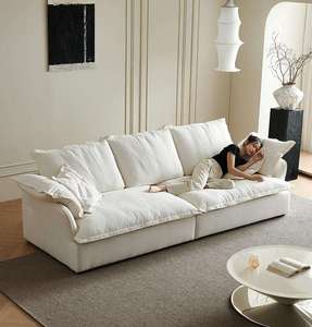 Sofá Moderno Nórdico de Tela para Sala de Estar, 3-4 Plazas, Asiento Extra Ancho, Sofá Recto con Plumas para Apartamento y Villa - Product Image 3