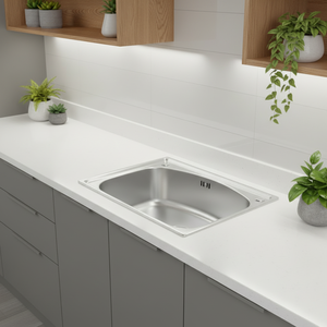 Fregadero de Cocina de Acero Inoxidable <span class=keywords><strong>HG93</strong></span>, de Montaje Inferior, de una Sola Tina, sin Grifo, Superficie Cepillada, Diseño Moderno - Product Image 1