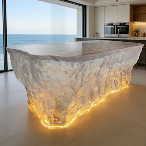 Mesa de Comedor de Cristal Moderna, Transparente, Inspirada en el Perspex, Estilo Hogareño, <span class=keywords><strong>Muebles</strong></span> de Lujo para el Comedor - Product Image 1