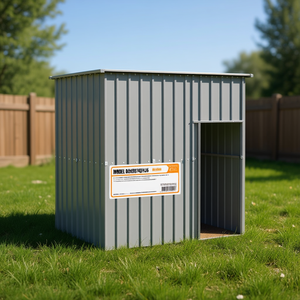 Gray Galvanized Steel Dog House 65x60.2x71.3 Inch With Roof Model D0100H74HJ6 Outdoor <b>Large</b> Breed - Product Image 2