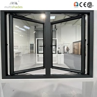 Fenêtre à battant en aluminium à double vitrage trempé, isolation thermique, résistance aux ouragans NFRC, multi-panneaux, norme américaine