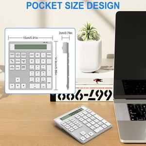 แป้นพิมพ์ตัวเลขขนาดเล็กไร้สายแบบ2-in-1พร้อมจอแสดงผลและเครื่องคิดเลขแบบพกพา3.0 <span class=keywords><strong>USB</strong></span> ไร้สายสองโหมดออกแบบตามหลักสรีรศาสตร์ - Product Image 6
