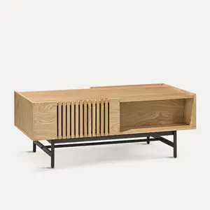 咖啡桌木制家具家用家具现代家具18毫米橡木贴面黑色绘画金属腿现代风格