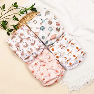 Happy Flute Adjustable Cost-effectively Baby Nappy with Pocket OEM Waterproof Custom Printing Suede Cloth Diaper