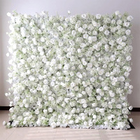 MoKtong White Rose 5D Flower Wall Backdrop 8ft X 8ft dengan Kain Latar Belakang Gulung dan Stand yang Dapat Disesuaikan untuk Bridal Shower Photo Booth