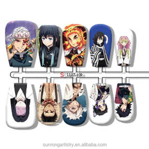 Fournitures en gros pour ongles portables réutilisables, faux ongles à presser avec motifs de dessins animés japonais 2D - Product Image 2
