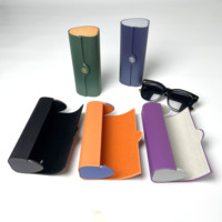Ensemble d'étuis à lunettes personnalisés de qualité supérieure, en PU véritable, pochette souple pliable, boîte de rangement, étui miroir pliable texturé luxueux