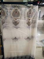 Élégant tissé respirant américain brodé fleur voilages luxe maison chambre en gros pour la maison