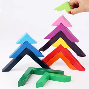 Color Recognition Puzzle Rainbow Triangle Logic Flexible Building Blocks Wooden Triangle Blocks