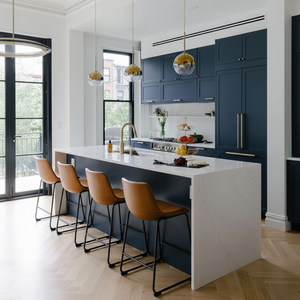 AisDecor Contemporáneo Personalizado Blue Matt Island Estilo europeo Juego completo de gabinetes de cocina con accesorios - Product Image 1