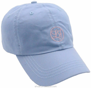 100% Cotton Twill Unstructured Custom Embroidery Leather Buckle Closure Sky Blue Summer Cap and Hat - Product Image 3