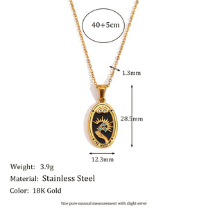 Estilo Europeo Americano elegante 18K oro geométrico ovalado <span class=keywords><strong>Tarot</strong></span> collar de mujer creativo colgante de acero inoxidable diseño de nicho - Product Image 2