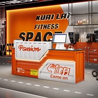 Bureau de réception commercial en métal de style industriel avec rangement pour salle de sport, restaurant, karaoké, fabriqué en Chine continentale