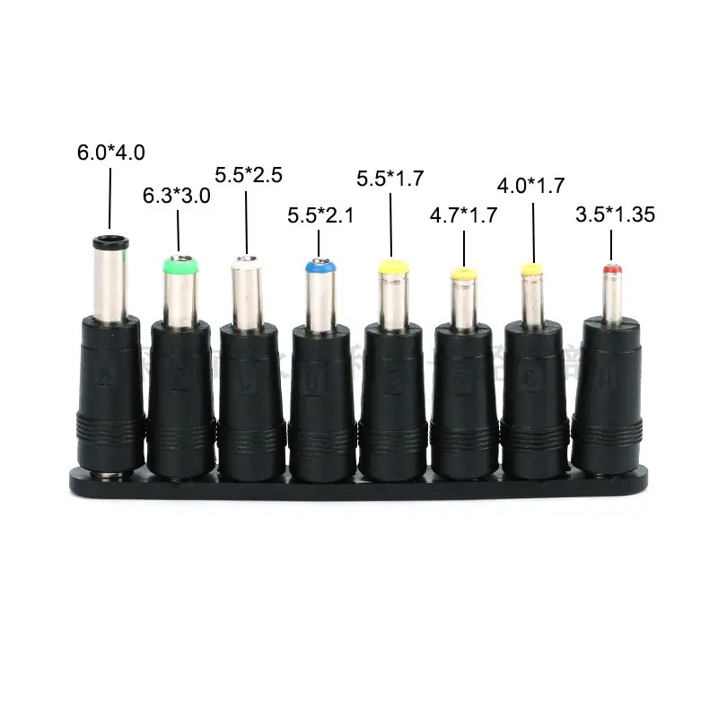 DC 5.5X 2.1 MM female jack plug adapter Connectors to 6.3 6.0 5.5 4.8 4.0 3.5mm 2.5 2.1 1.7 1.35mm Male Tips power adaptor