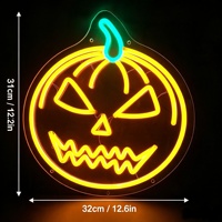 Insegna LED Neon a Forma di Zucca di Halloween, Lampada da Parete in Acrilico Alimentata USB, per Feste, Finestre, Bar, Stanze, Sale Giochi, Man Cave e Decorazioni per la Casa