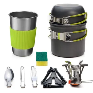 Online Hot Sale Nieuwe Kookgerei Camping Wandelen Picknick Kookpot Kom Set Aluminium Duurzame Outdoor Picknick Pot Cooker Sets