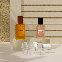 Flacon de parfum en verre personnalisé 30ml 50ml 100ml, cylindre côtelé, vaporisateur à fine brume, flacon pompe pour emballage de parfum et cosmétiques
