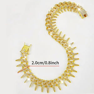 Hundehalsband im kubanischen Kettenstil, 20 mm, mit Dornen, Diamanten und Strasssteinen, luxuriöses Metallhalsband für Hunde - Product Image 3