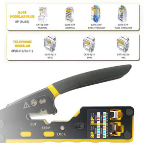 Kit Pinza Crimpatrice per Cavi di Rete RJ12 RJ11 con Tagliacavi Pass-Through 8P 6P e Strumento di Crimpatura RJ45 Facile - Product Image 3