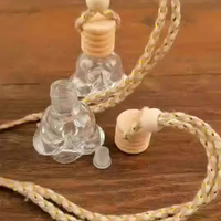 Diffuseur de parfum pour voiture suspendu 6 ml, flacon vide en verre pour huiles essentielles, désodorisant de voiture avec couvercle en bois
