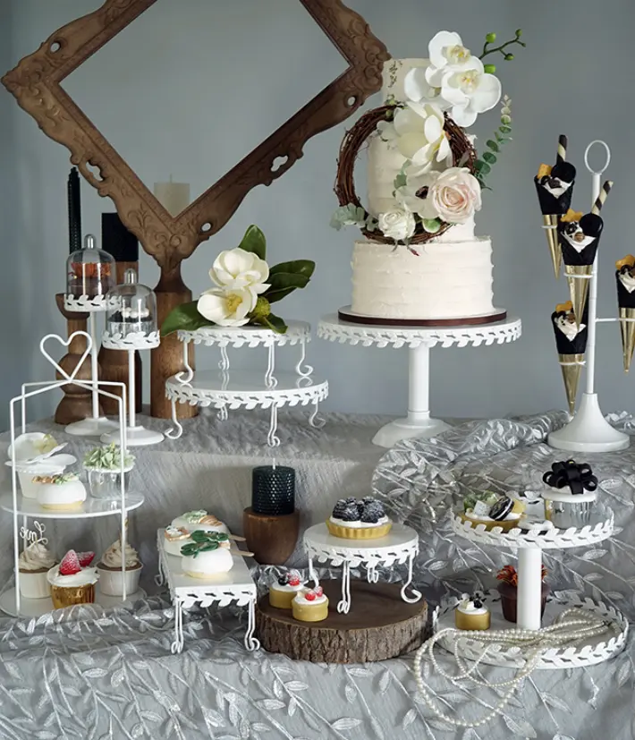 Yüksek kaliteli kek standı dekorasyon araçları tatlı büfe ekran standı düğün dekorasyon için