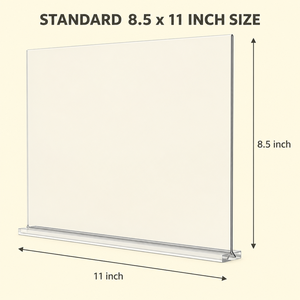 Espositore da Tavolo Verticale a T a Doppia Faccia per Biglietti da Visita in PVC 8.5x11 Pollici, Confezione da 6, per Logo Aziendale - Product Image 2